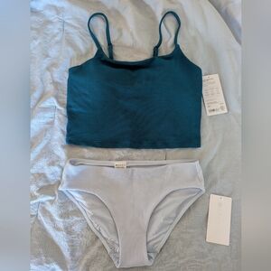 Athleta Teal and Light Gray Bikini